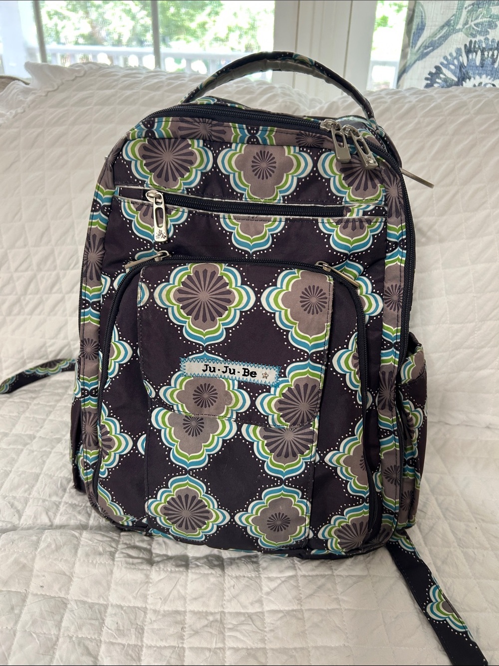 Ju-Ju-Be Floral Print Backpack in Brown, Green & Teal